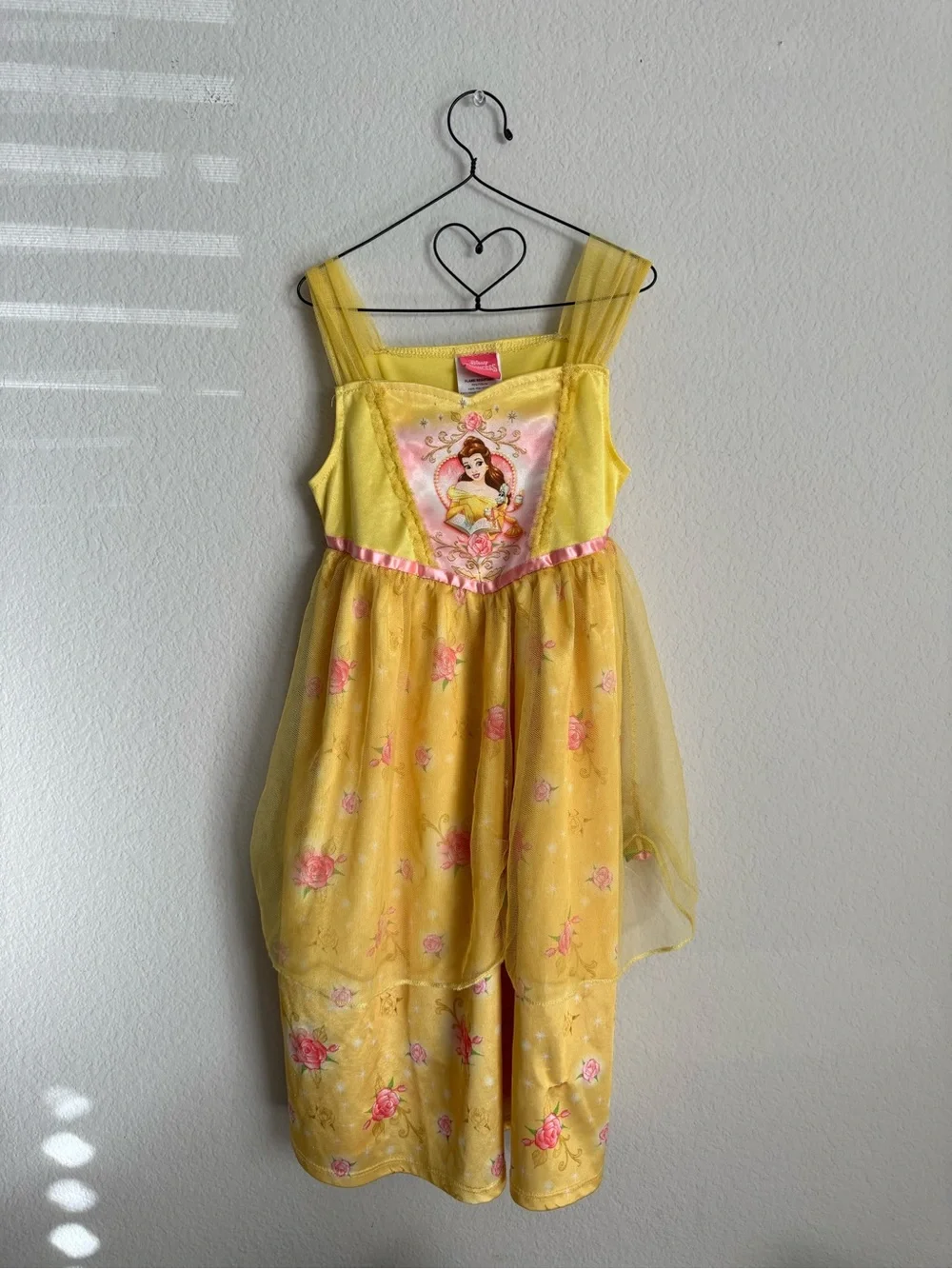 Disney Princess Belle Pink and Yellow Girls Dress Top - Picture 1 of 3